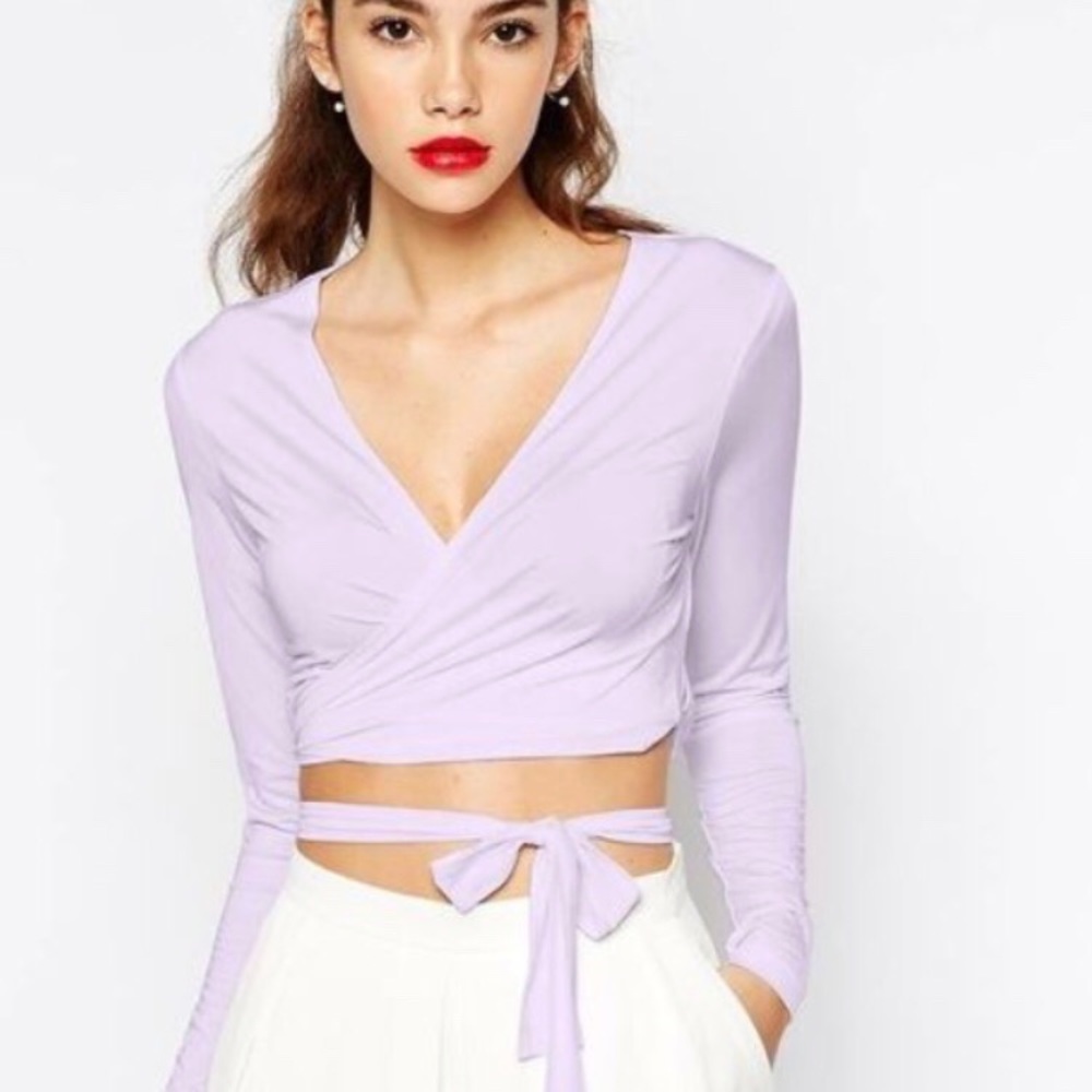 Love Wrap Front crop Top - Lilac
